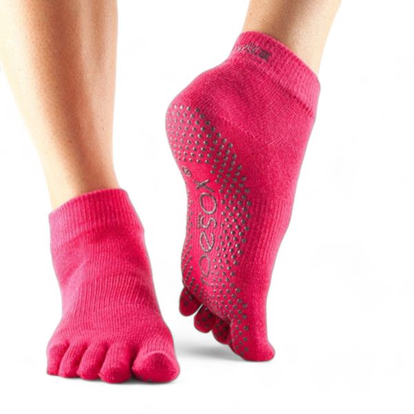 Yoga socks ToeSox Full Toe Ankle Fuchsia, TS-794504195538-M