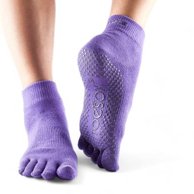 ToeSox Full Toe Ankle Light Purple Yoga Socks, TS-794504195934-XS
