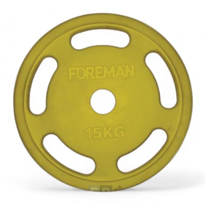 Диск олімпійський Foreman ROEZH 5-Grip, 15 кг (жовтий), FM-ROEZH-15-YL FM-ROEZH-15-YL фото