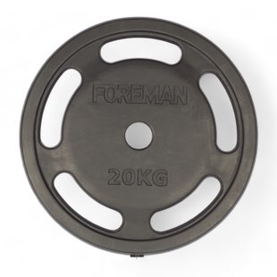 Диск олімпійський Foreman ROEZH 5-Grip, 20 кг (чорний), FM-ROEZH-20-BK FM-ROEZH-20-BK фото