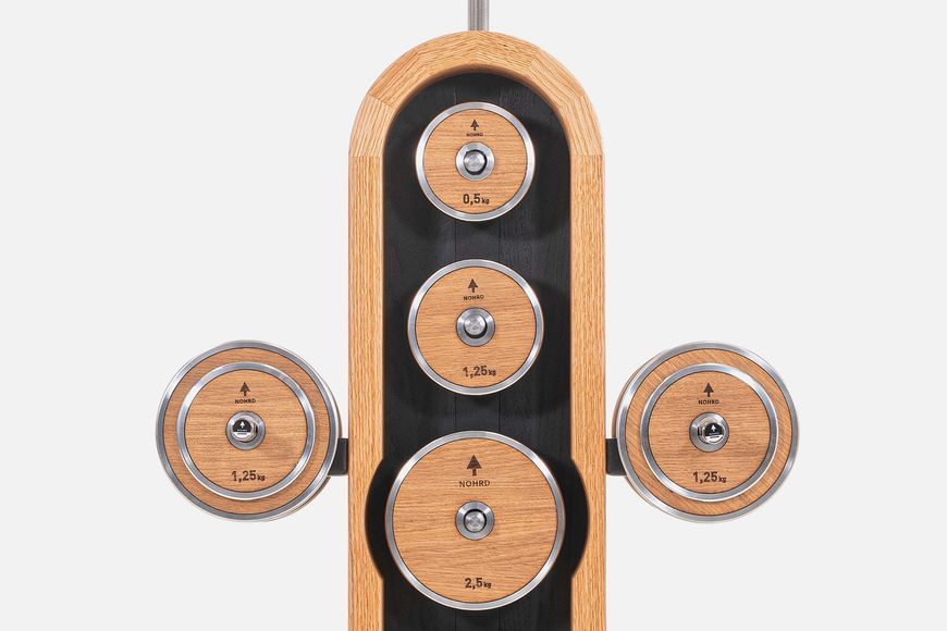 Tower with a set of NOHRD WeightPlate Tower Oak discs and fingerboards, ND-26.004 (oak)