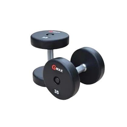 Set of dumbbells GMAX RD, 22-30 kg, 5 pairs, rubber shell, GM-RD-22-30-BK