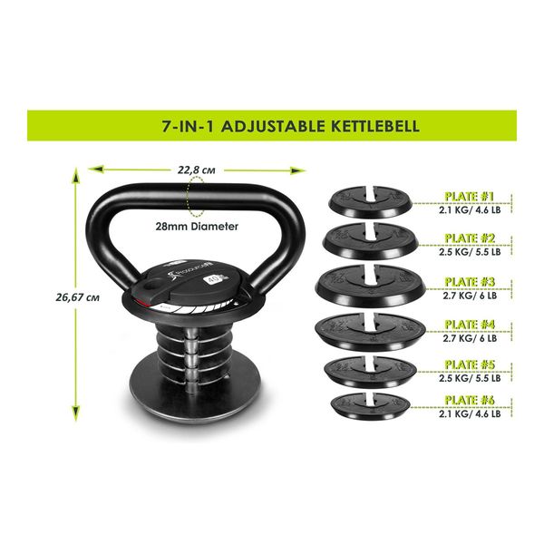 ProsourceFit Adjustable Kettlebell, 4.5-18 kg, PS-1138-10-40