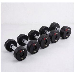 Set of dumbbells (5 pairs) GMAX RD, 2-4-6-8-10 kg (rubber shell), GM-RD-2-10-BK