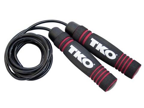 TKO Pro Line Leather Skip Rope (black/red), TK-505-LR2-BK/RD