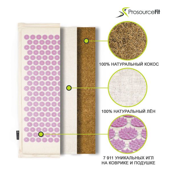 Акупунктурний мат з подушкою ProsourceFit Ki Acupressure Mat & Pillow, PS-1209-PR (фіолетовий) PS-1209-XX фото