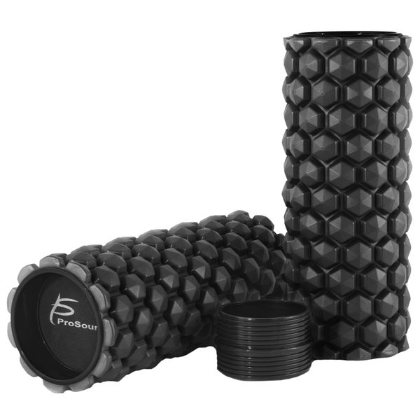 Massage roller ProsourceFit HEXA Roller, 61/30x12.7 cm, PS-2160-BK (black)